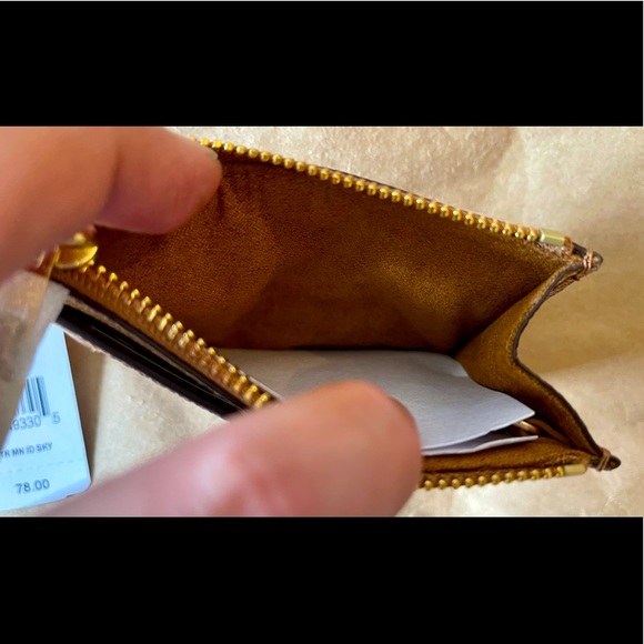 Coach Mini Skinny ID Card Case Im/Light Saddle NWT - Picture 6 of 10